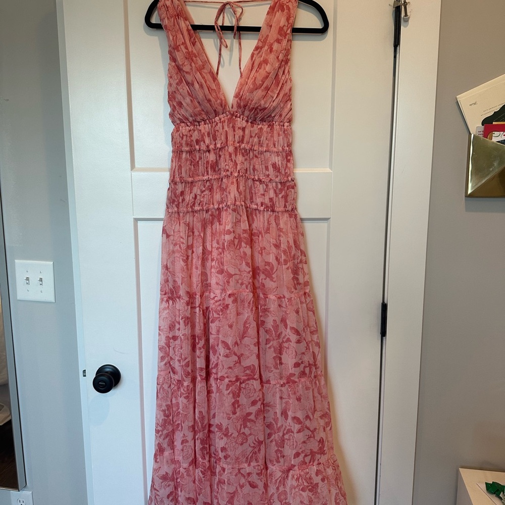 Abercrombie Pink Floral Maxi Dress - Sleeveless V-Neck